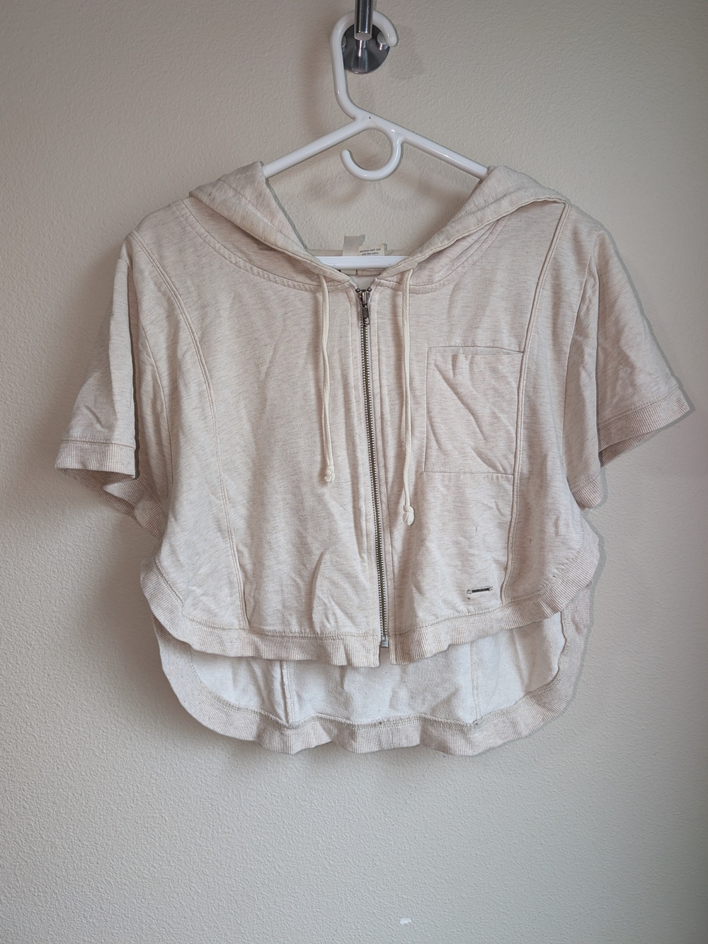 Hang Ten Women's Short-Sleeve Zip Hoodie - Cream Size Small
